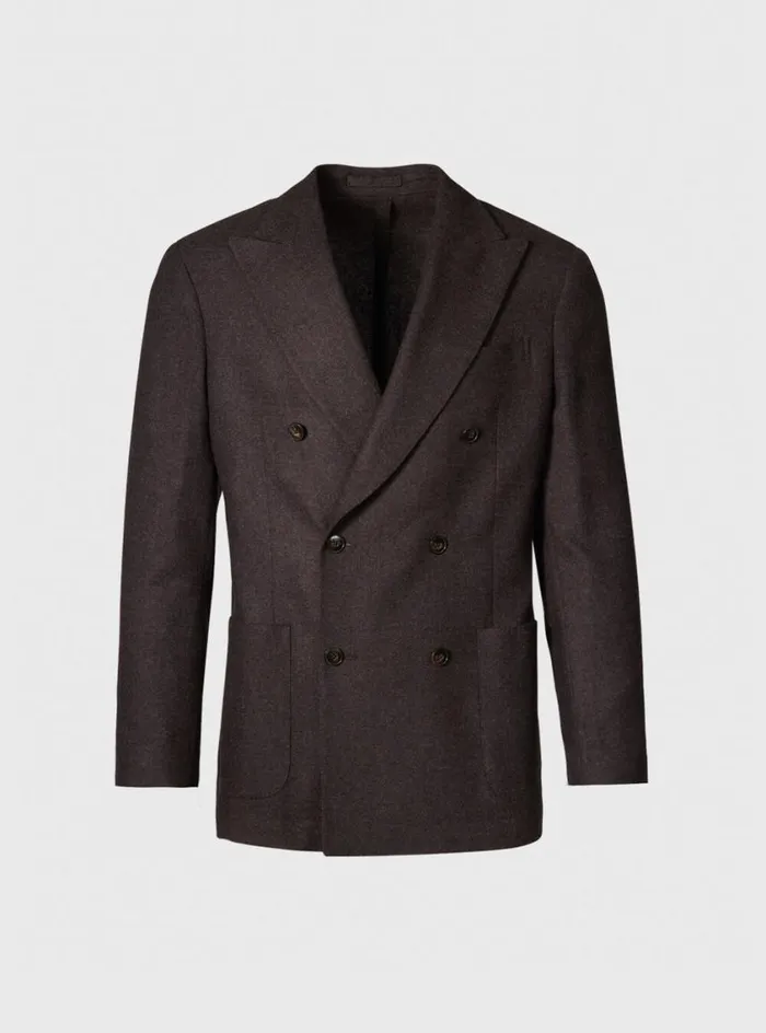 Men Paul Stuart Blazers and Jackets Cashmere Double Breasted Jacket Brown