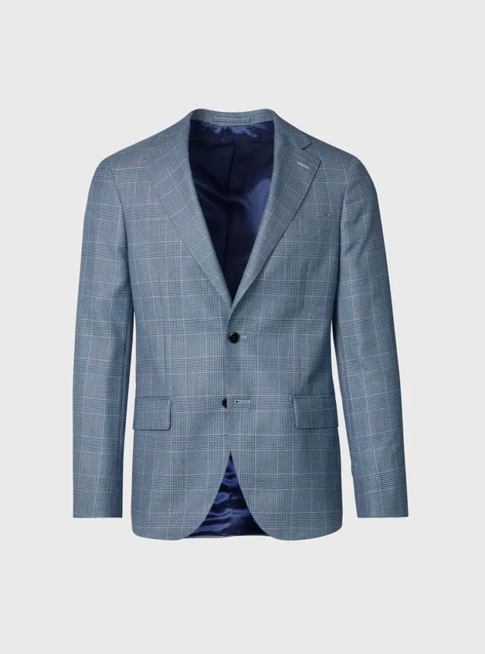 Men Paul Stuart Blazers and Jackets Cashmere Glen Plaid Jacket Blue