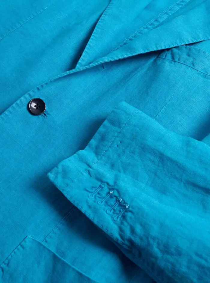 Men Paul Stuart Blazers and Jackets Linen GarmentDyed Jacket Turquoise
