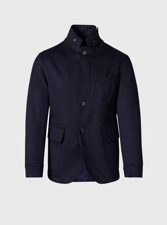 Men Paul Stuart Blazers and Jackets Wool and Cashmere Hybrid Blazer Navy