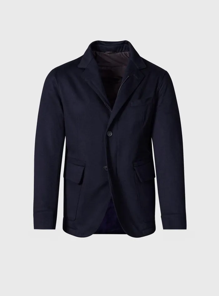 Men Paul Stuart Blazers and Jackets Wool and Cashmere Hybrid Blazer Navy