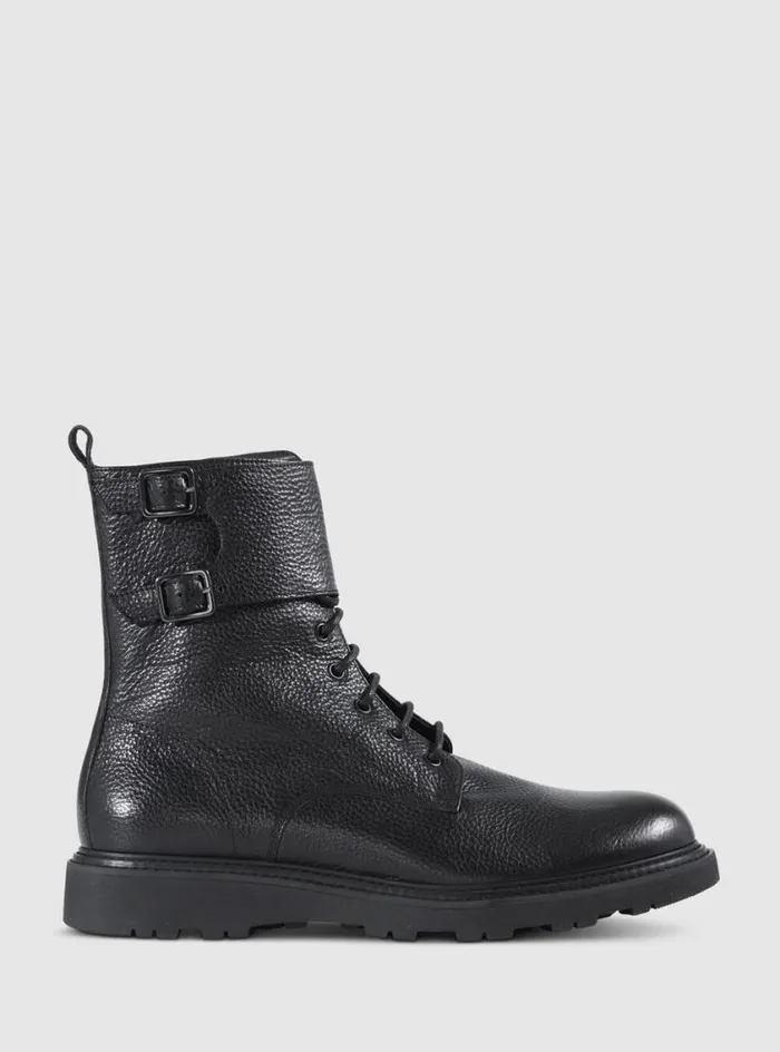 Men Paul Stuart Boots Barton Leather LaceUp Boot Black