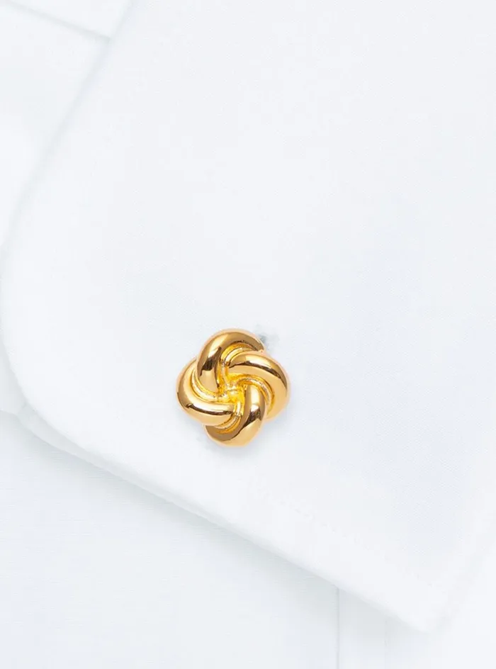 Men Paul Stuart Jewelry Gold Plated Sterling Silver Knot Cufflink and Stud Set Gold