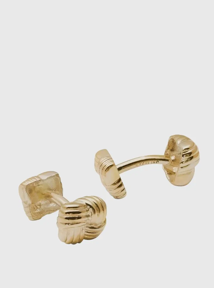 Men Paul Stuart Jewelry Gold Vermeil Basketweave Cufflinks Gold