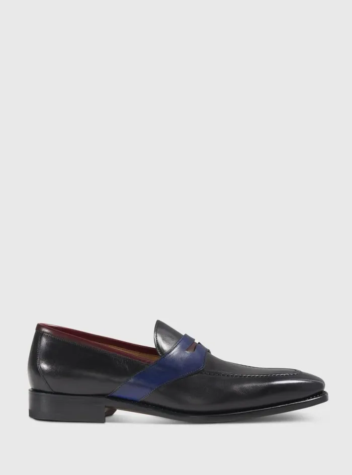 Men Paul Stuart Loafers Georgetown Leather Penny Loafer Black