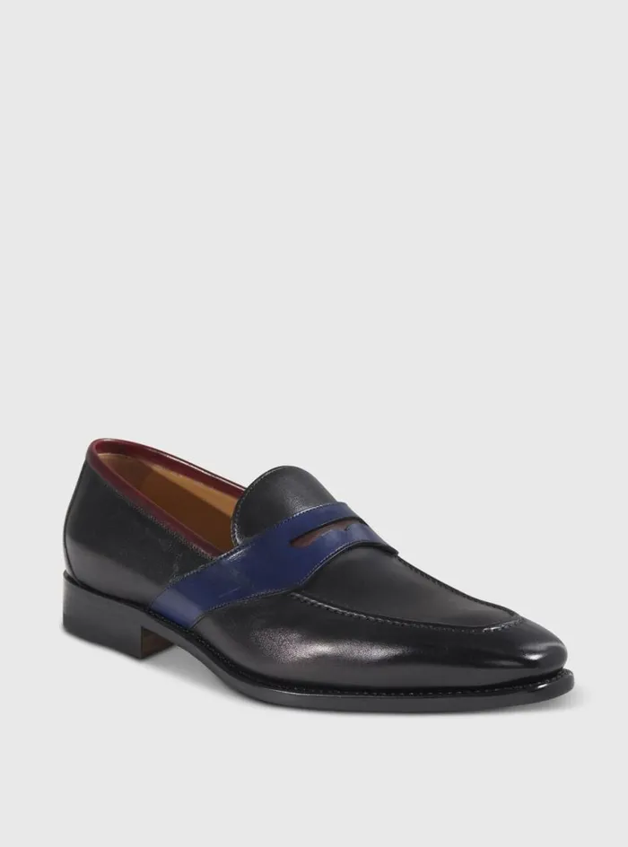 Men Paul Stuart Loafers Georgetown Leather Penny Loafer Black
