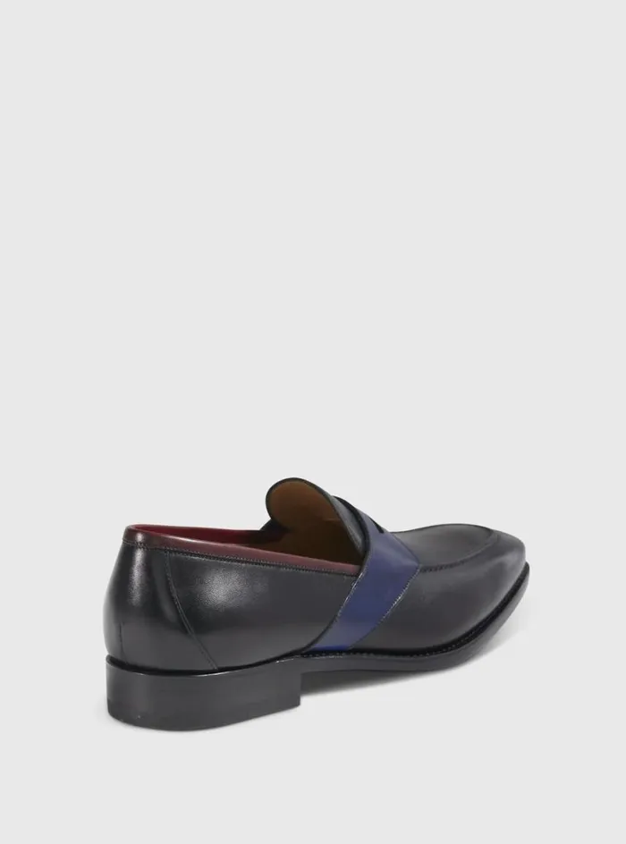 Men Paul Stuart Loafers Georgetown Leather Penny Loafer Black