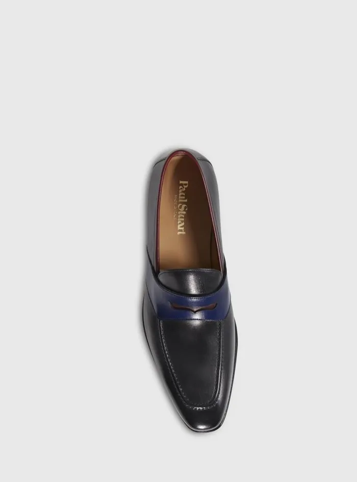 Men Paul Stuart Loafers Georgetown Leather Penny Loafer Black