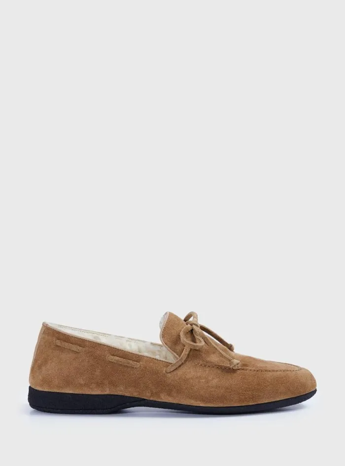 Men Paul Stuart Loafers Haile Shearling SlipOn Cognac