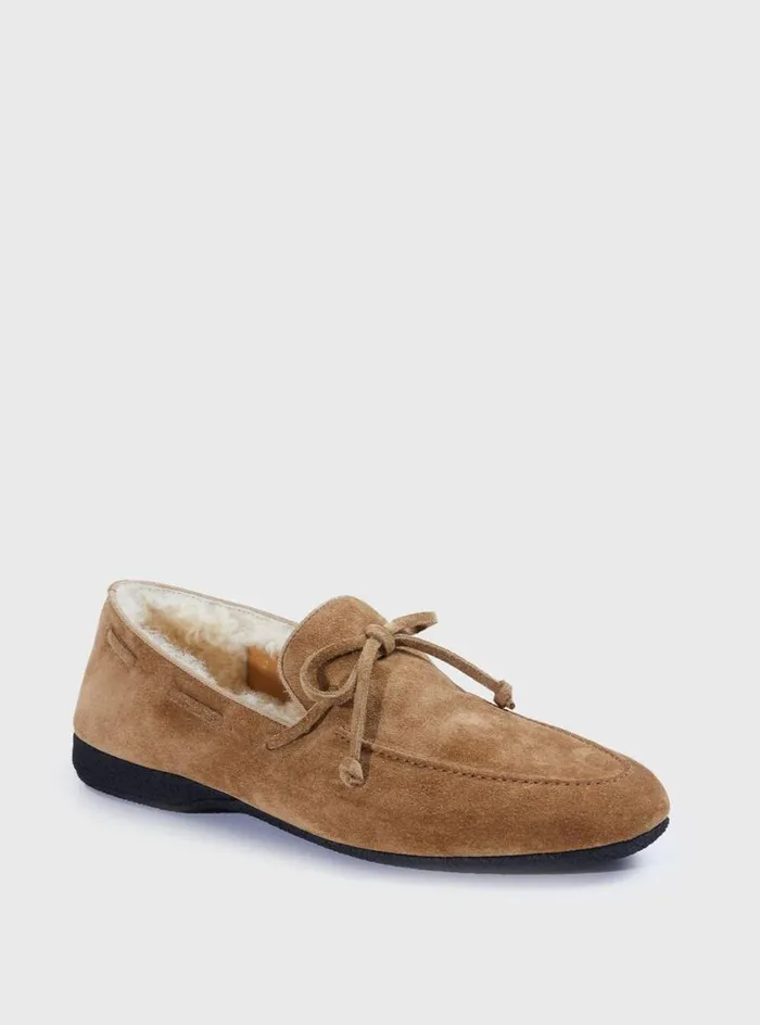 Men Paul Stuart Loafers Haile Shearling SlipOn Cognac