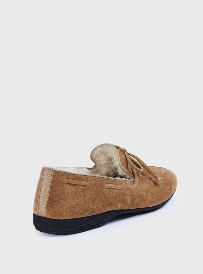 Men Paul Stuart Loafers Haile Shearling SlipOn Cognac