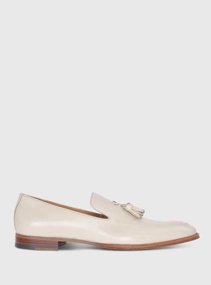 Men Paul Stuart Loafers Major Leather Tassel Loafer Ivory