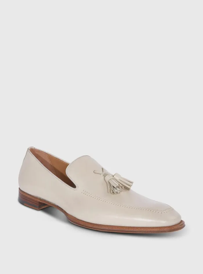 Men Paul Stuart Loafers Major Leather Tassel Loafer Ivory
