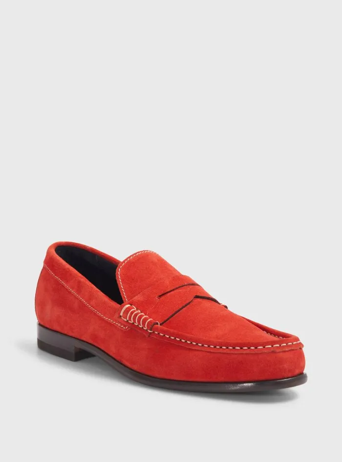Men Paul Stuart Loafers Mason Suede Loafer Red Men Paul Stuart Loafers Mason Suede Loafer Red