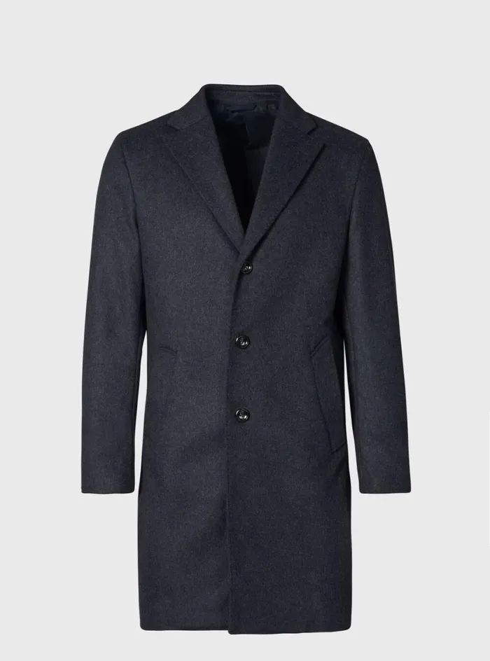 Men Paul Stuart Outerwear Wool Single Breasted Coat Charcoal