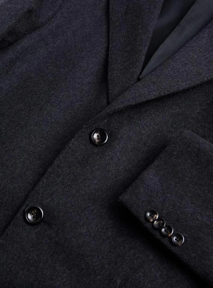 Men Paul Stuart Outerwear Wool Single Breasted Coat Charcoal