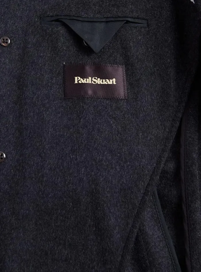 Men Paul Stuart Outerwear Wool Single Breasted Coat Charcoal
