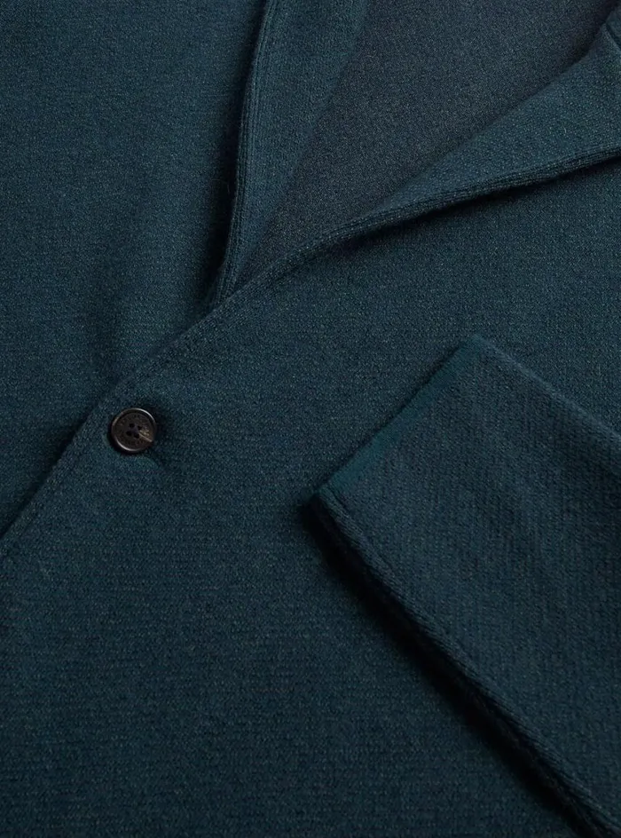 Men Paul Stuart Outerwear Wool Twill Knit Jacket Forest Green