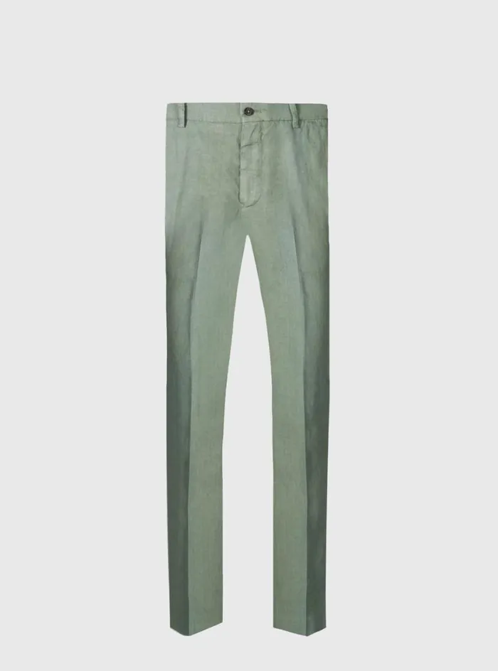 Men Paul Stuart Pants Garment Washed Linen Pant Olive