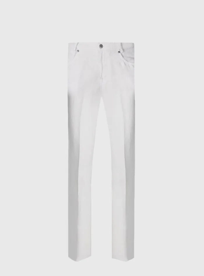 Men Paul Stuart Pants Linen Five Pocket Pant White