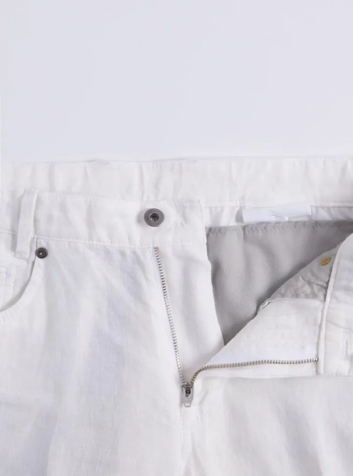 Men Paul Stuart Pants Linen Five Pocket Pant White
