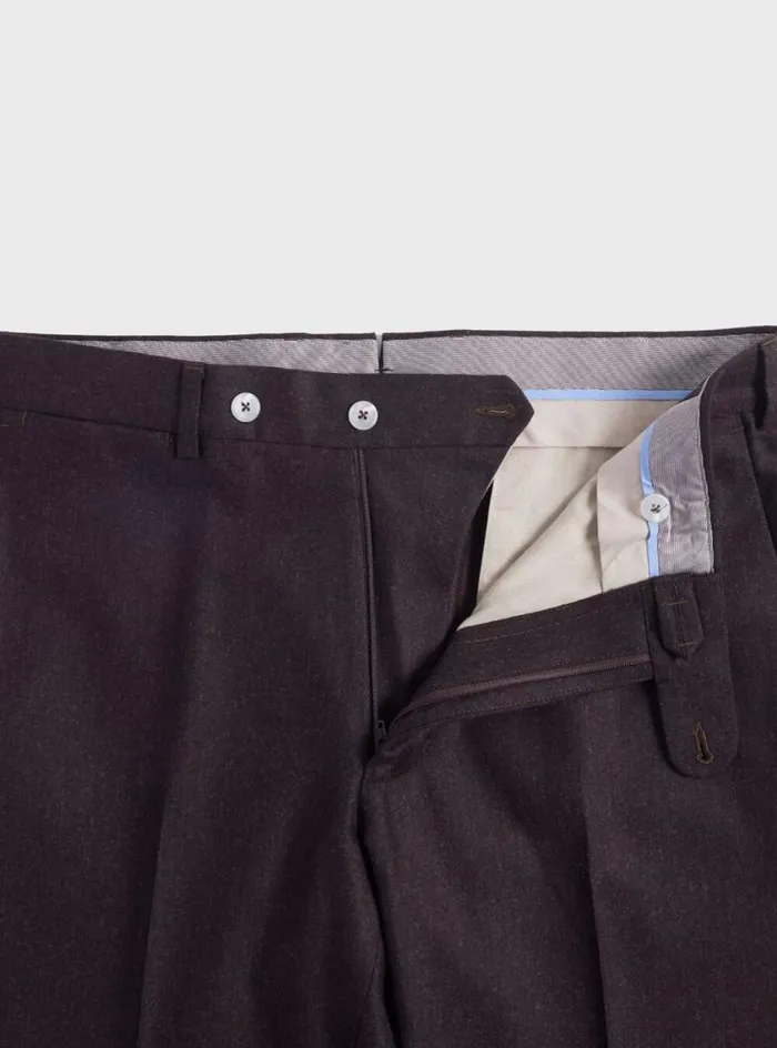 Men Paul Stuart Pants Wool Flannel Trousers Dark Brown