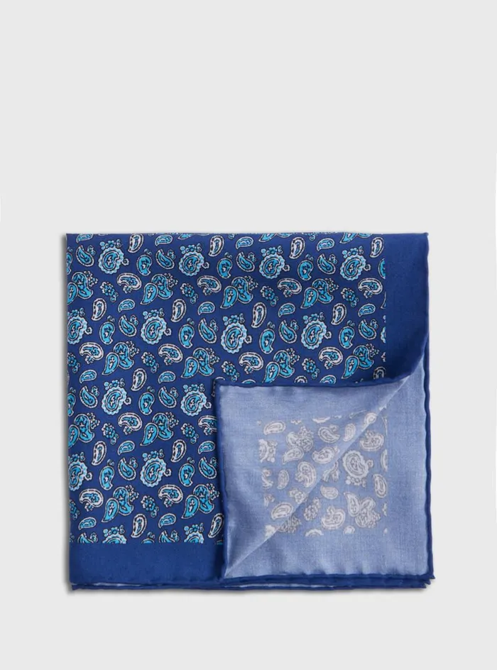 Men Paul Stuart Pocket Squares Habotai Silk Tossed Pine Pocket Square Navy