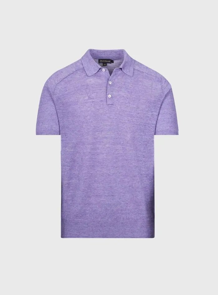 Men Paul Stuart Polos and TShirts Linen Mlange Polo Lavender