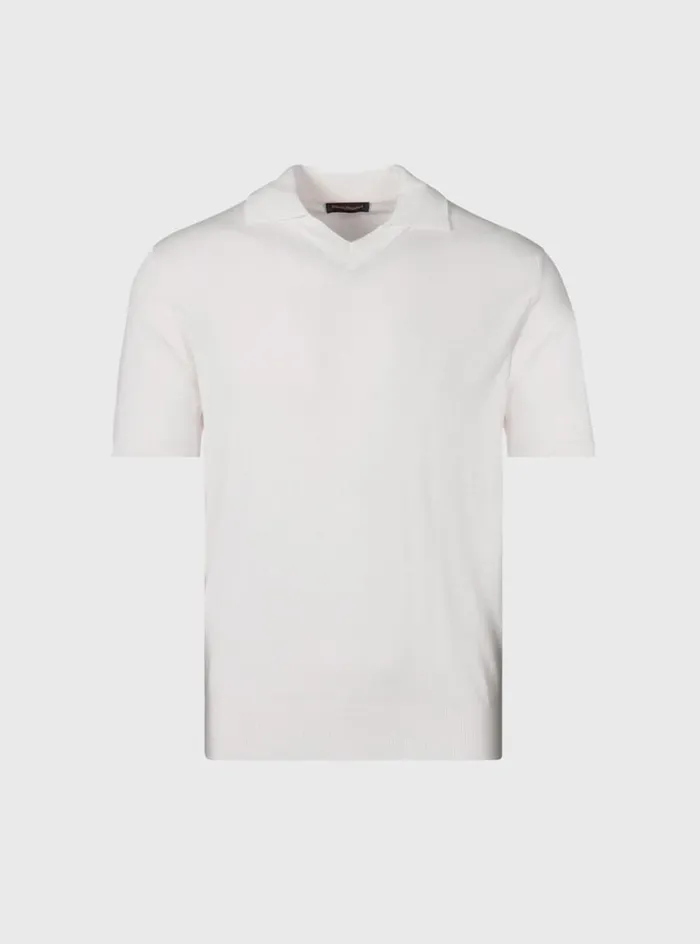 Men Paul Stuart Polos and TShirts Organic Cotton Open Collar Polo White