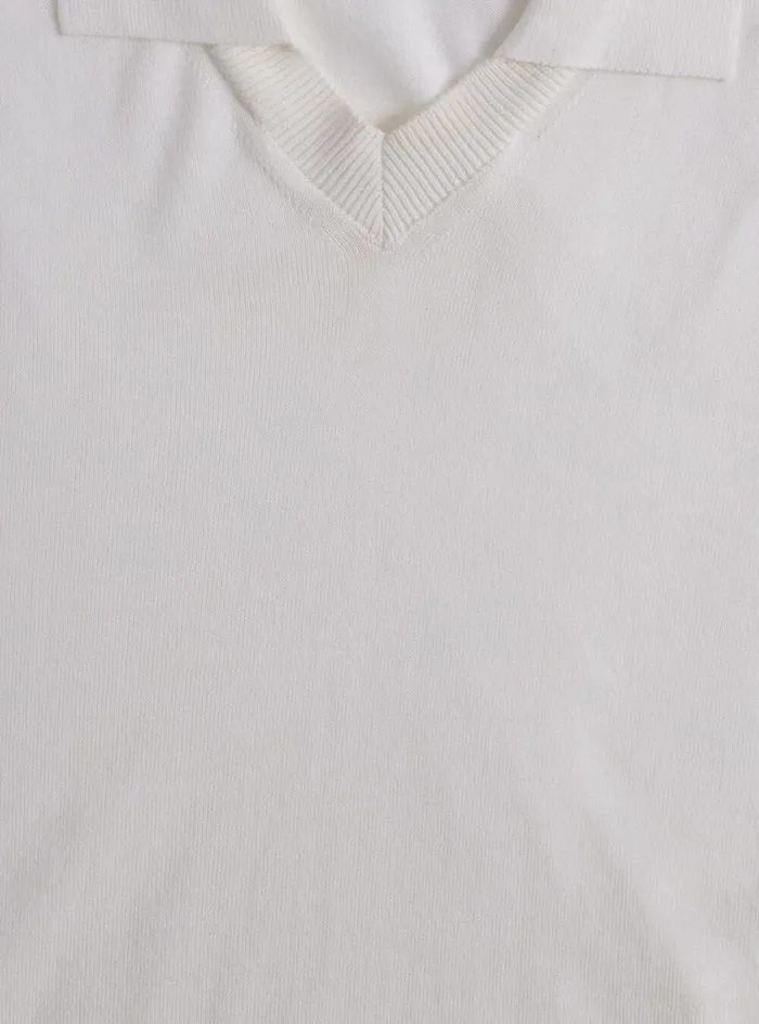 Men Paul Stuart Polos and TShirts Organic Cotton Open Collar Polo White
