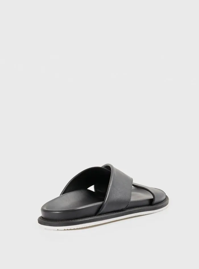 Men Paul Stuart Sandals Punta Leather Slide Black