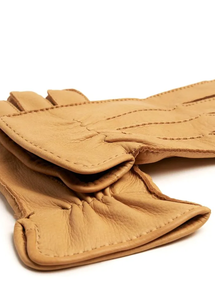 Men Paul Stuart Scarves Hats Gloves Deerskin Leather Glove With Cashmere Lining Gold