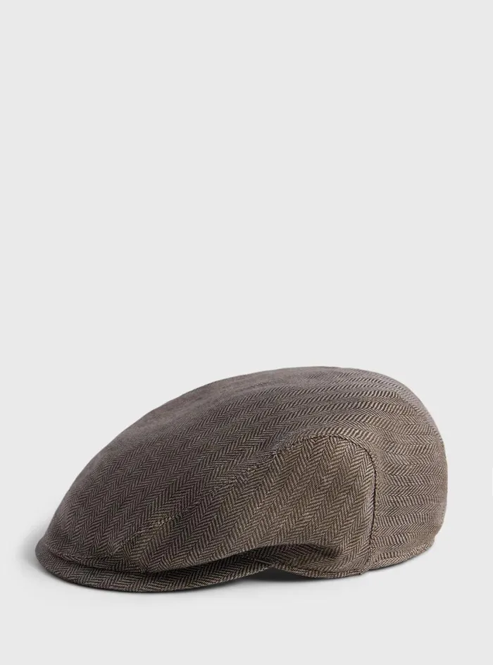 Men Paul Stuart Scarves Hats Gloves Linen Herringbone Ivy Cap Olive