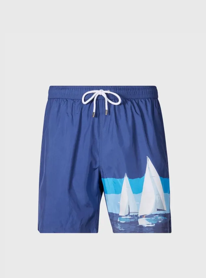 Men Paul Stuart Shorts and Swim Trunks Sailboat Swim Trunk Navy