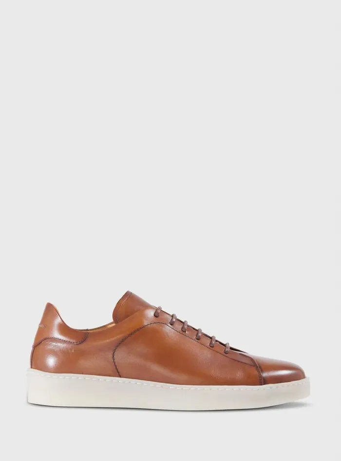 Men Paul Stuart Sneakers Boston Leather Derby Tan