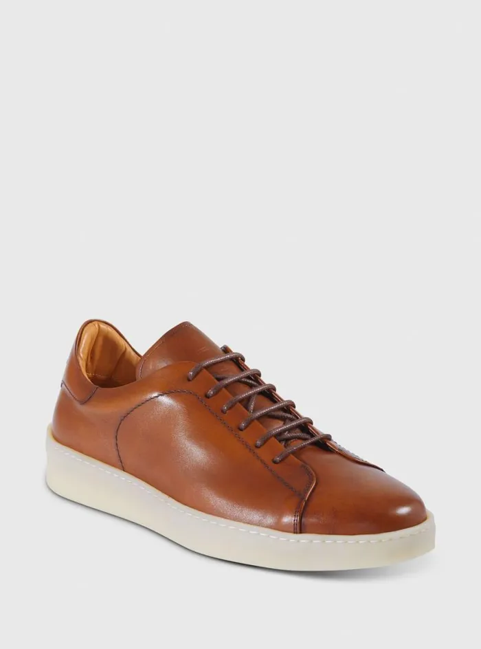 Men Paul Stuart Sneakers Boston Leather Derby Tan