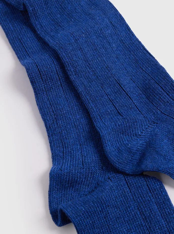 Men Paul Stuart Socks Cashmere Blend Ribbed Sock Denim