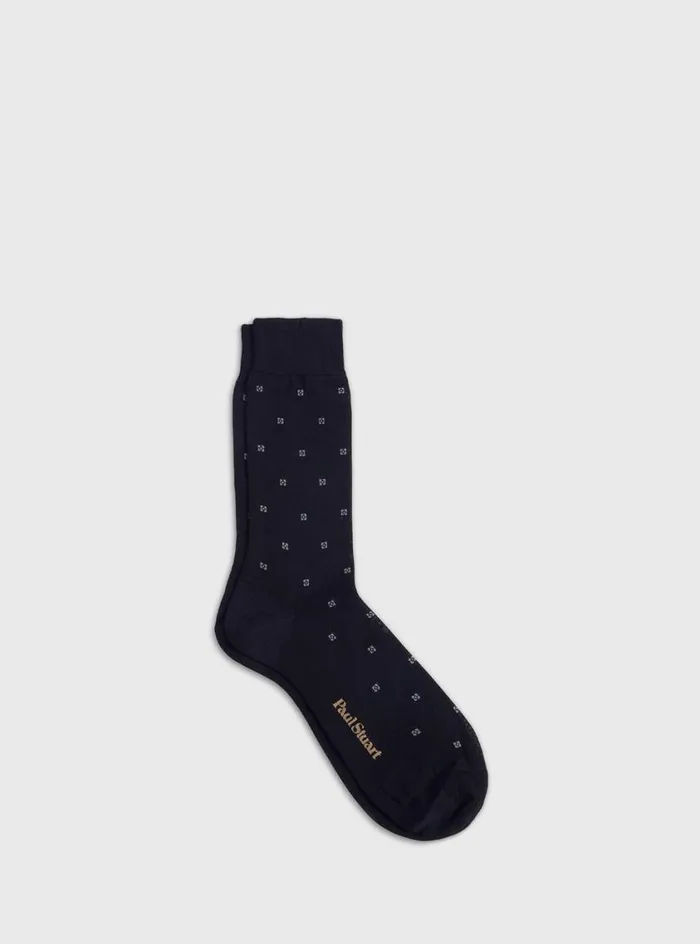 Men Paul Stuart Socks Cotton Deco Motif Sock Black