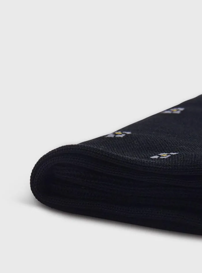 Men Paul Stuart Socks Cotton Deco Motif Sock Black