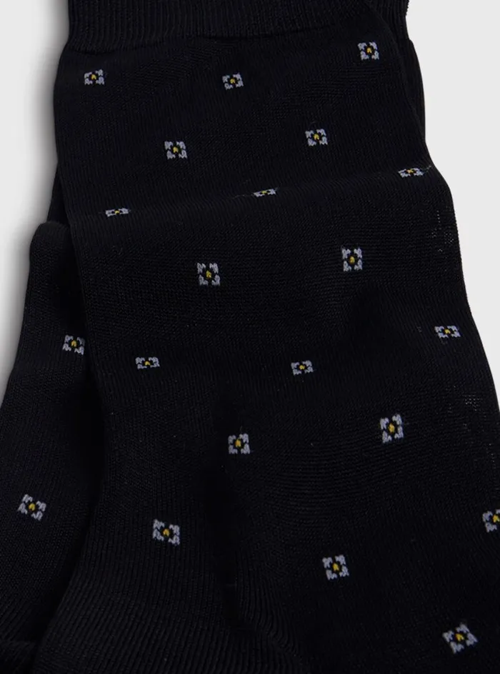 Men Paul Stuart Socks Cotton Deco Motif Sock Black