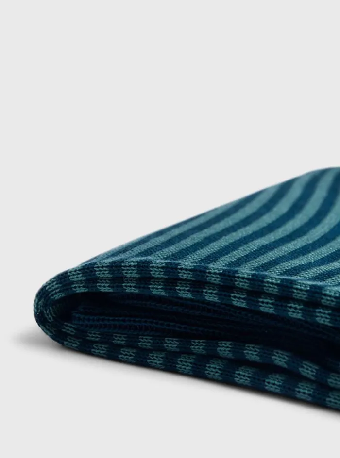 Men Paul Stuart Socks Cotton Horizontal Stripe Sock Green