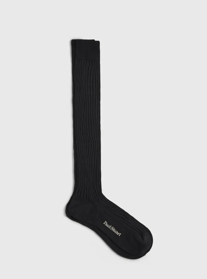 Men Paul Stuart Socks Cotton Ribbed Sock Black