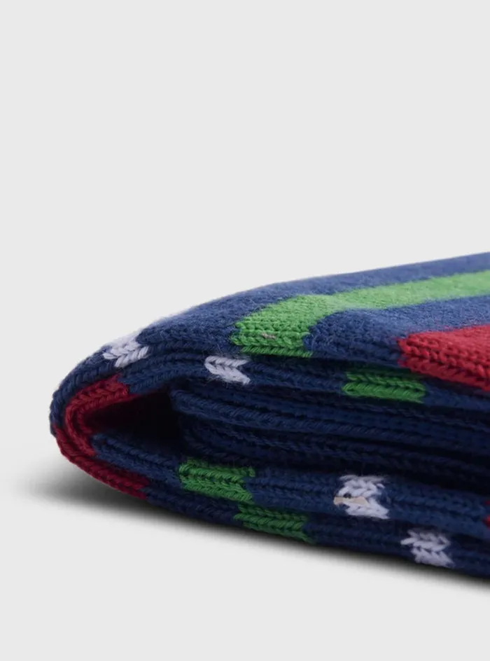 Men Paul Stuart Socks Cotton Variegated Multicolor Stripe Sock Denim