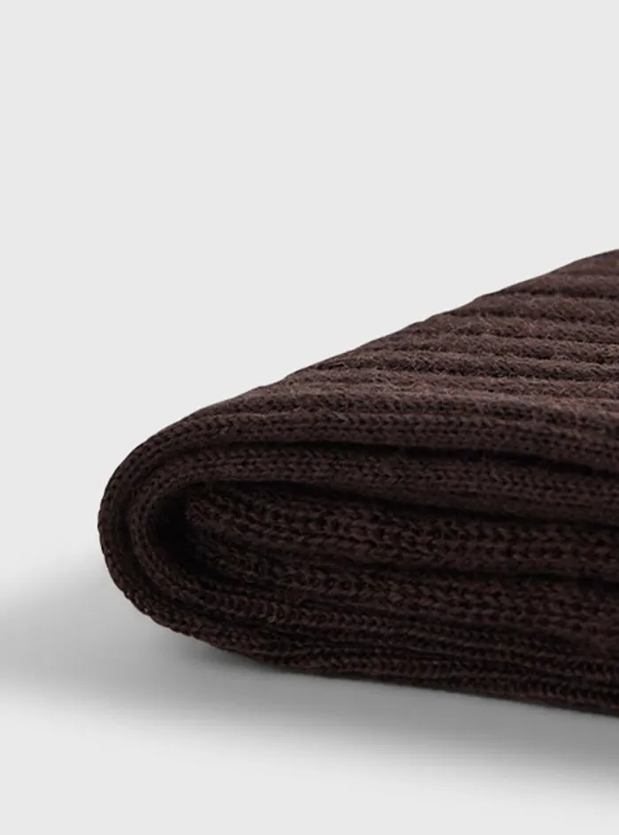 Men Paul Stuart Socks Merino Wool Ribed Sock Brown