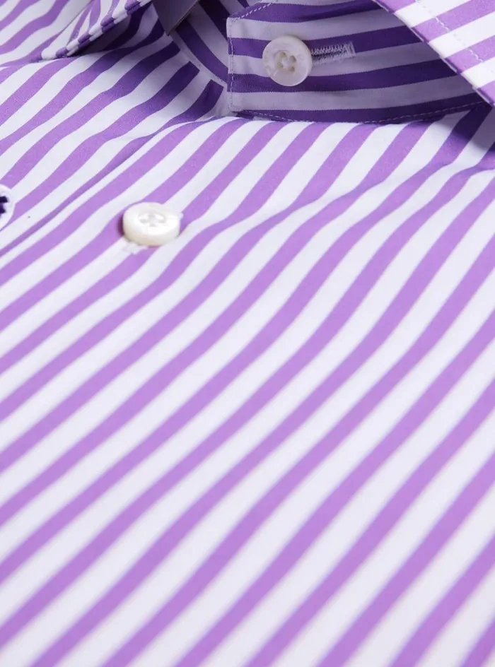 Men Paul Stuart Sport Shirts Cotton Bengal Stripe Sport Shirt Purple