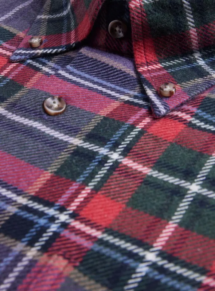 Men Paul Stuart Sport Shirts Flannel Plaid Sport Shirt Redpurple