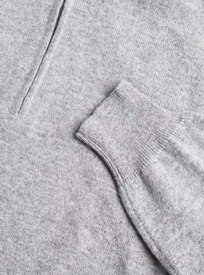 Men Paul Stuart Sweaters Cashmere 14 Zip Sweater Light Grey