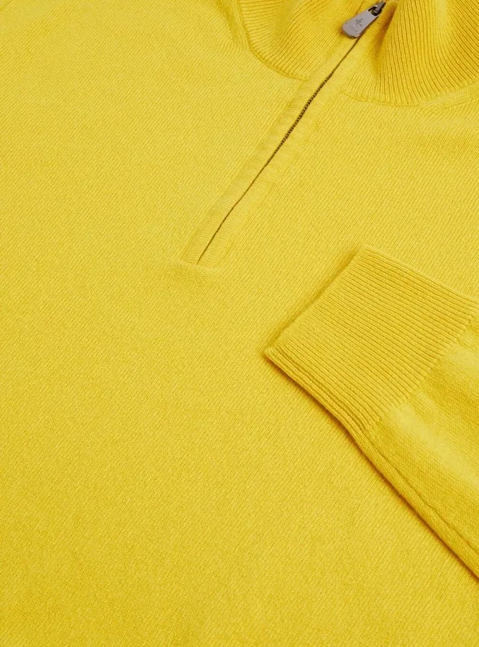 Men Paul Stuart Sweaters Cashmere 14 Zip Sweater Yellow Men Paul Stuart Sweaters Cashmere 14 Zip Sweater Yellow