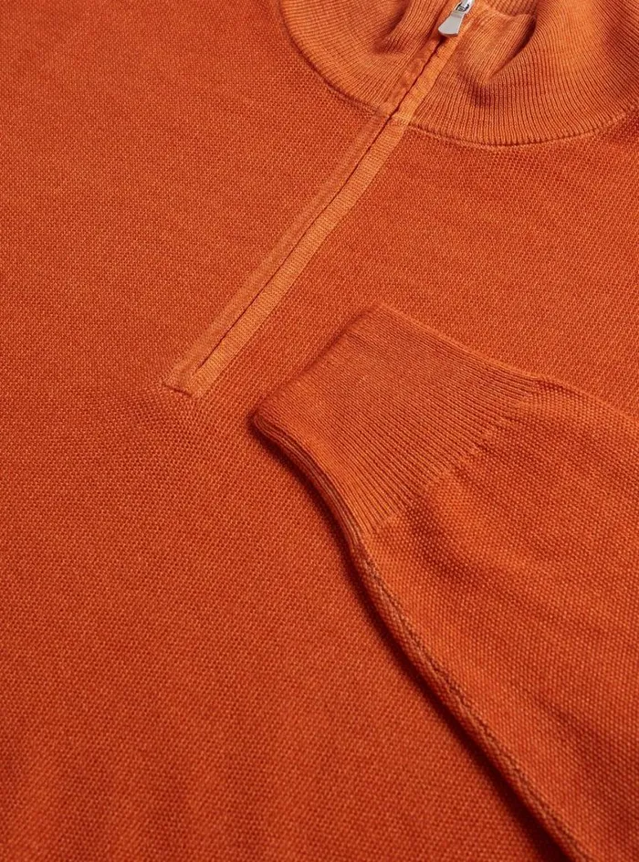 Men Paul Stuart Sweaters Merino Wool Rice Stitch Quarter Zip Sweater Mandarin