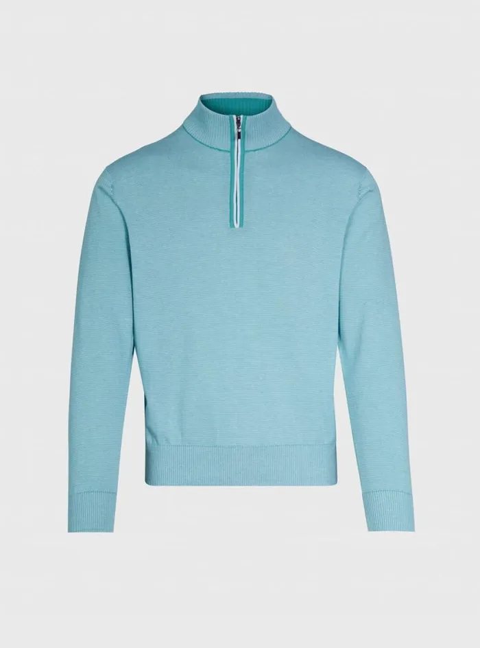 Men Paul Stuart Sweaters Pima Cotton Micro Stripe Quarter Zip Pullover Seafoam Men Paul Stuart Sweaters Pima Cotton Micro Stripe Quarter Zip Pullover Seafoam